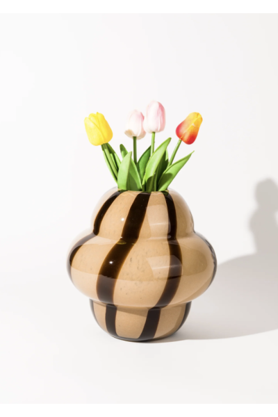 Noon & Moon Mocha Stripe Gourd Vase